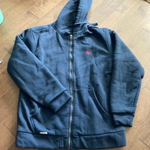 Vintage Sherpa Lined Navy Zip Up Sweatshirt